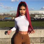 Sexy Crop Top with Long Sleeves and High Neck