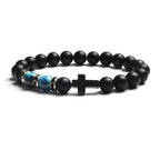 Tiger Eye Agate Cross Bracelet in Stone