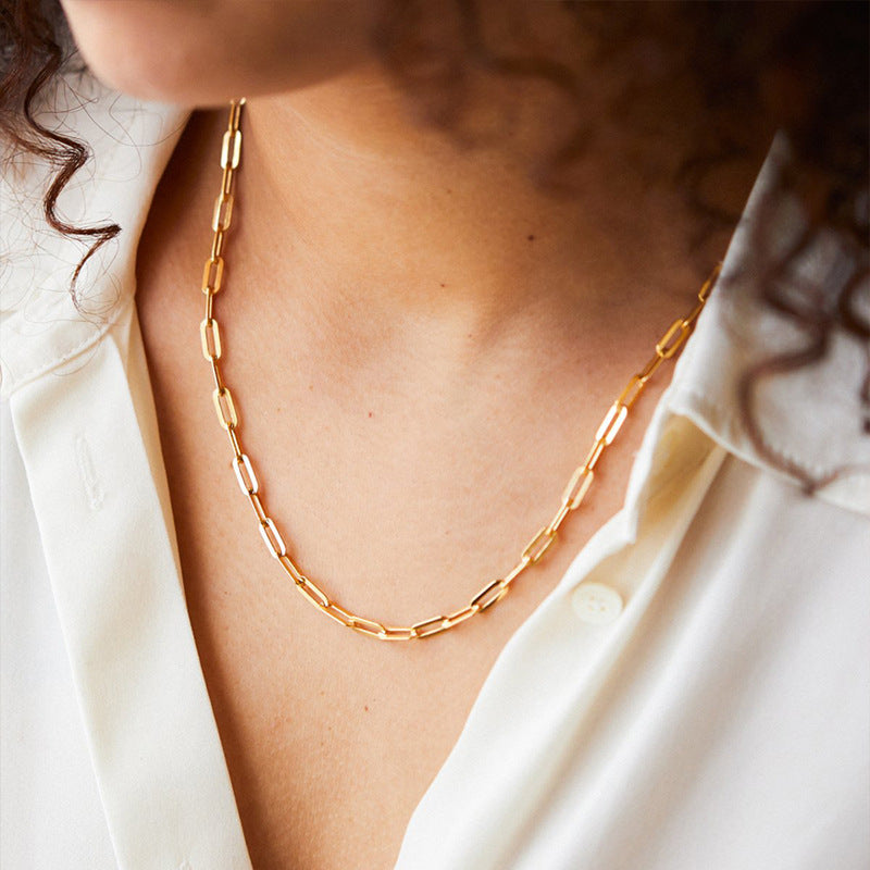 Gold-Plated Stainless Steel Minimalist Cross Necklace