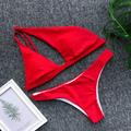Women's Solid One-Shoulder Bikini Set