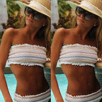 Smocked Ruffle Bandeau Bikini Set
