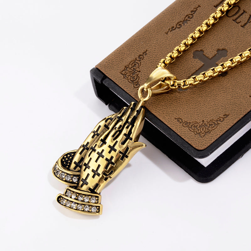 Vintage Christian Prayer Hands Pendant Necklace | Christian Jewelry