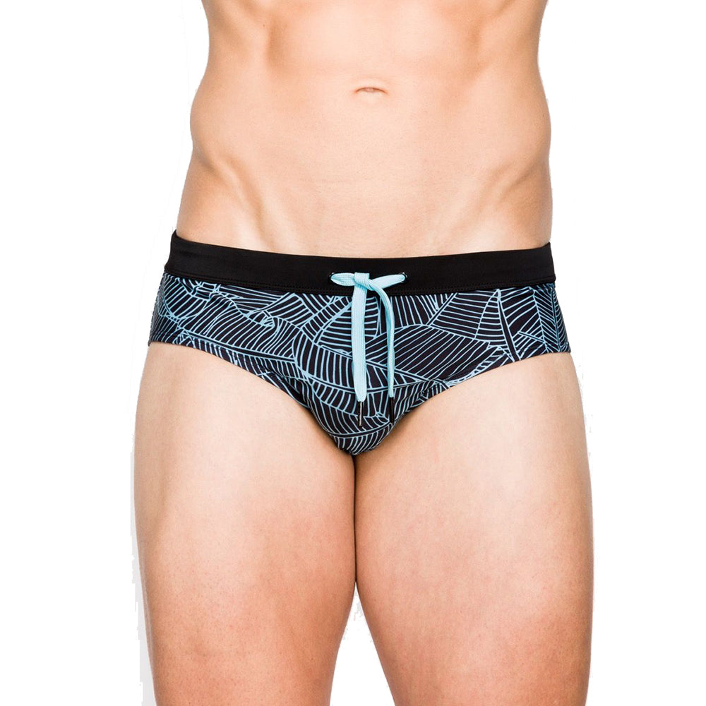 Men's Leaf Print Swim Briefs