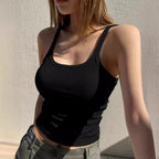 Women's Slim Fit Spaghetti Strap Crop Sports Tank Top