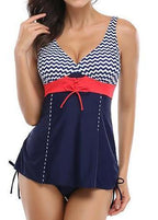 Women's Nautical Chevron Tankini Swimdress Set
