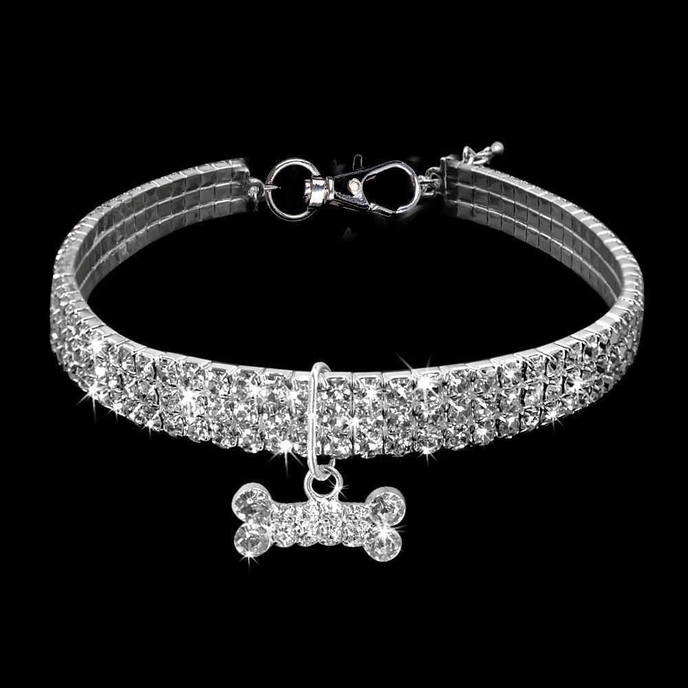 3-Row Rhinestone Pet Necklace for Small Dogs and Cats