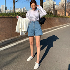 Women's High-Waist Slim Denim Shorts