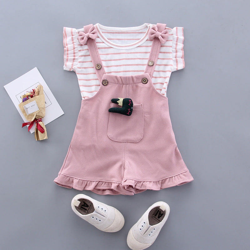Cute Summer Outfit for Girls - 2Pcs T-Shirt & Shorts