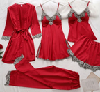 Lace Trim Velvet Long Sleeve Sleepwear Set for Women