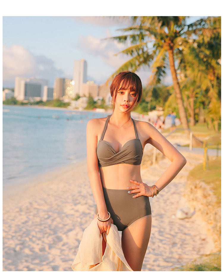 Twist-Front High-Waist Bikini Set