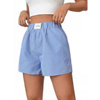 Fashion Women's Loose Back Patch Pocket Striped Shorts