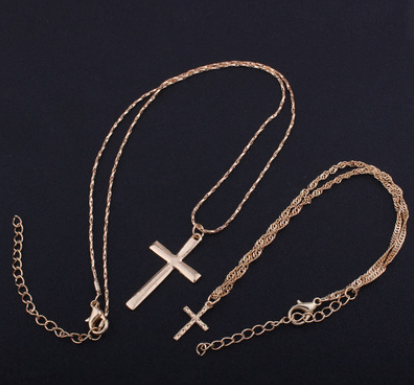 Religious Elements Necklace Set with Cross Pendant | Christian Jewelry