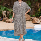 Leopard Print Beach Cover-Up Shirt Dress