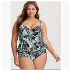 Plus Size Bustier Peplum Tankini Set