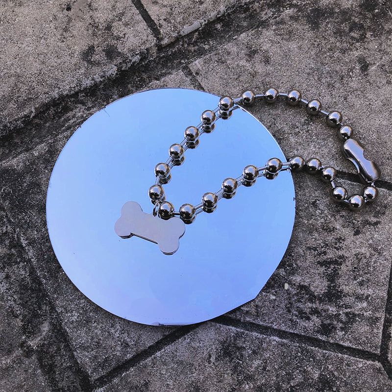 Stainless Steel Dog Tag Necklace with Bone Design