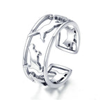 Vintage Silver Cat Couple Open Ring SCR473