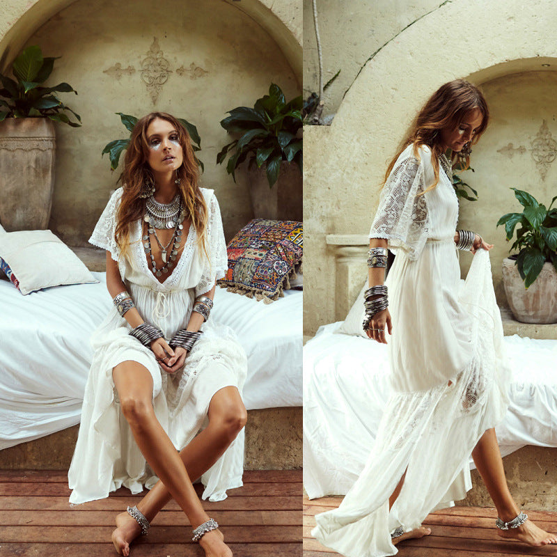 Lace Boho Maxi Beach Cover-Up