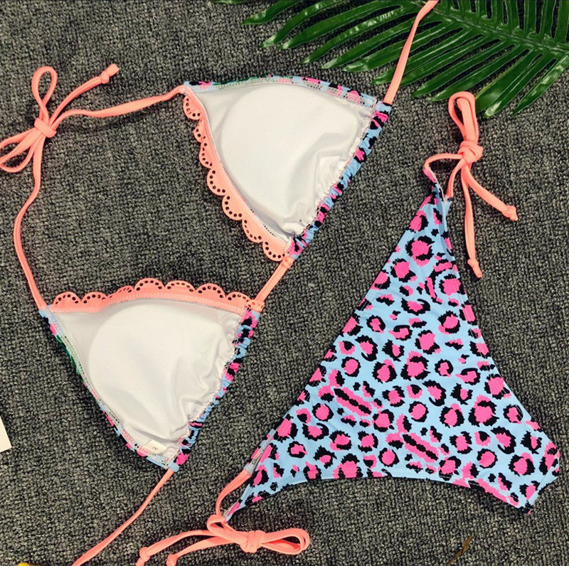 Leopard Floral Triangle String Bikini