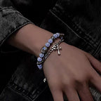 Double-layer Reflective Pearl Cross Bracelet