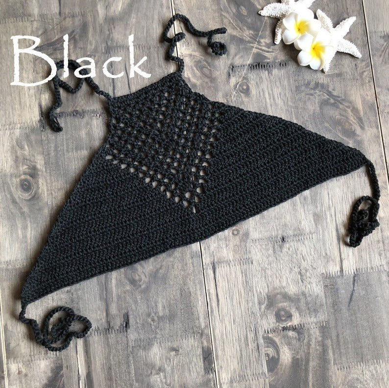 Handmade Crochet Knitted Halter Bikini Top