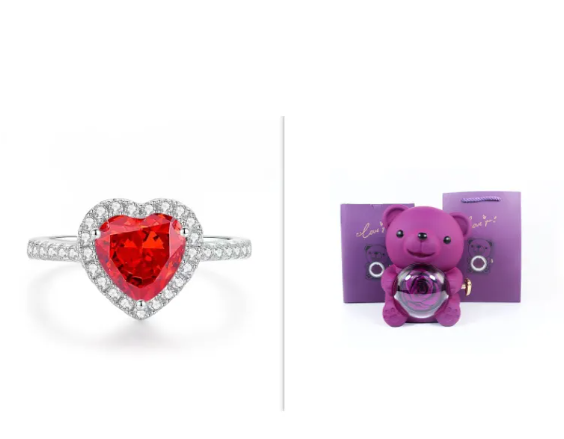 Rotating Rose Teddy Bear Gift Box | Home Decor