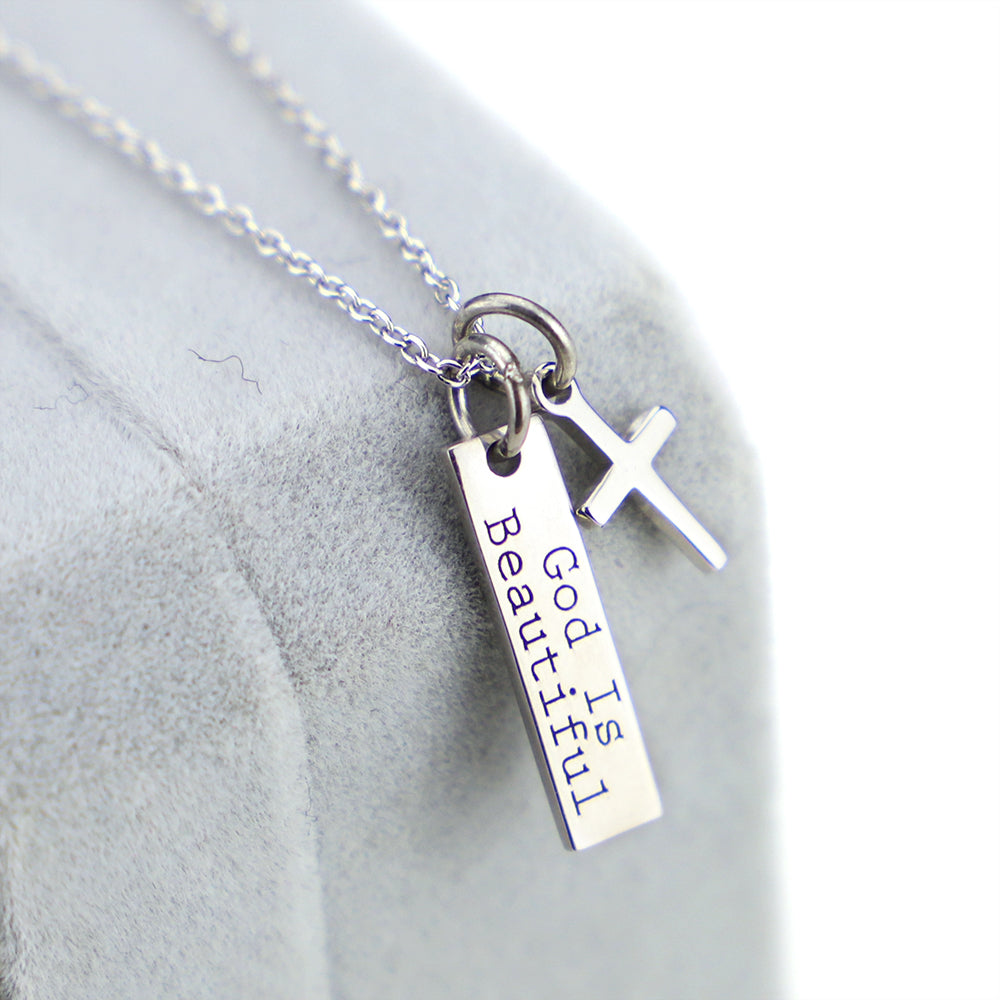 925 Silver Cross Necklace with Square Pendant | Christian Jewelry