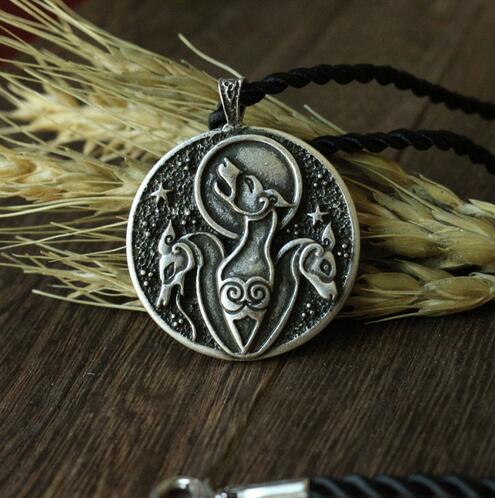 Celtic Symbol Hound Dog Pendant Necklace (Double-Sided)