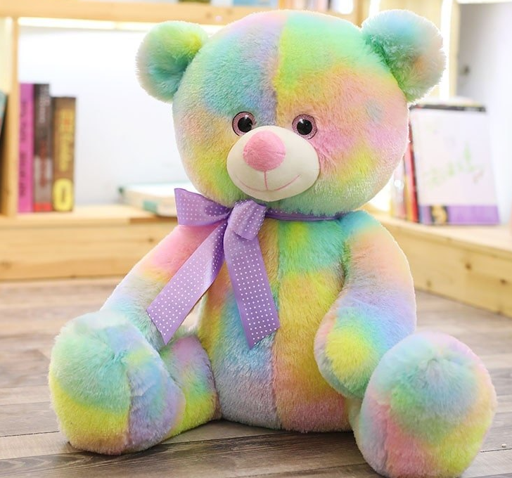 Gradient Color Rainbow Teddy Bear Stuffed Toy (Single) | Home Decor