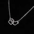 Heart and Paw Pendant Hollow Collarbone Necklace
