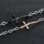 Titanium Steel Couple Bracelet with Classic Cross Design