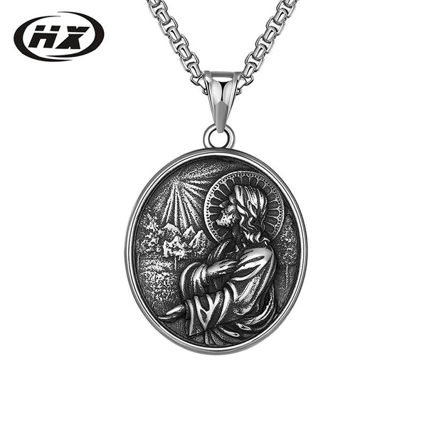 Titanium Steel Jesus Pendant Men's Stainless Necklace | Christian Jewelry