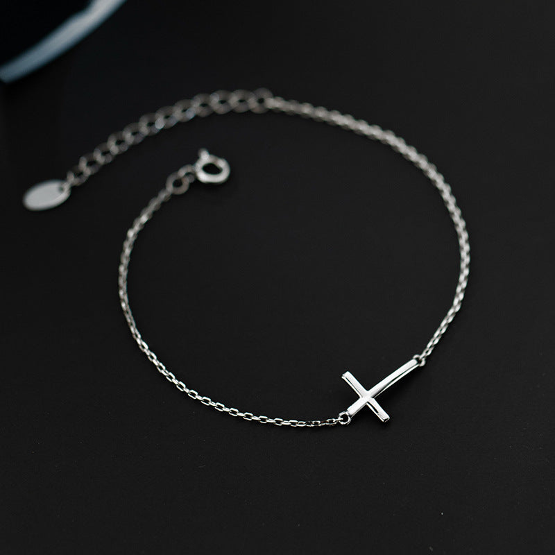 Korean Style Silver Cross Bracelet