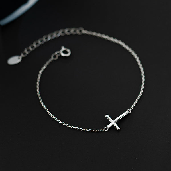 Korean Style Silver Cross Bracelet