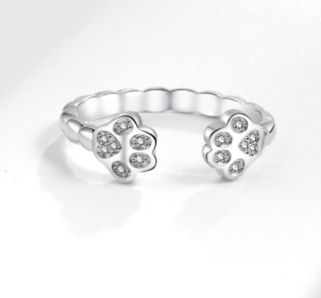 Cute Open-End Cat Footprints Ring