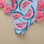Baby Girl Watermelon Print Bow One-Piece Swimsuit