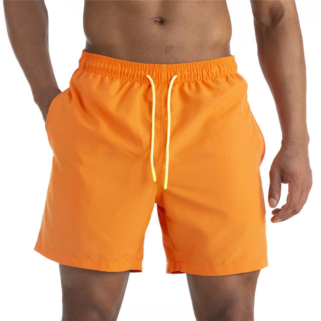 Men's Solid Drawstring Board Short Swim Trunks