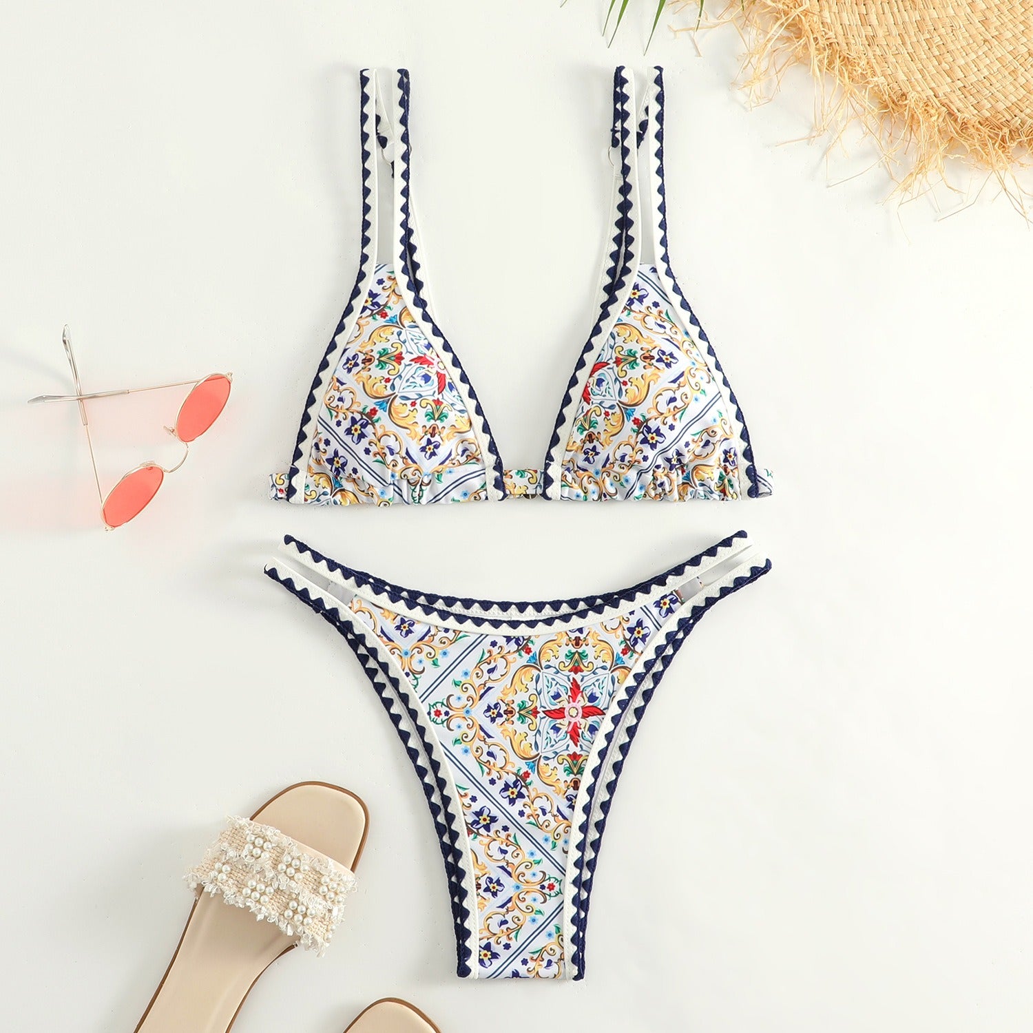 Boho Floral Triangle Bikini Set