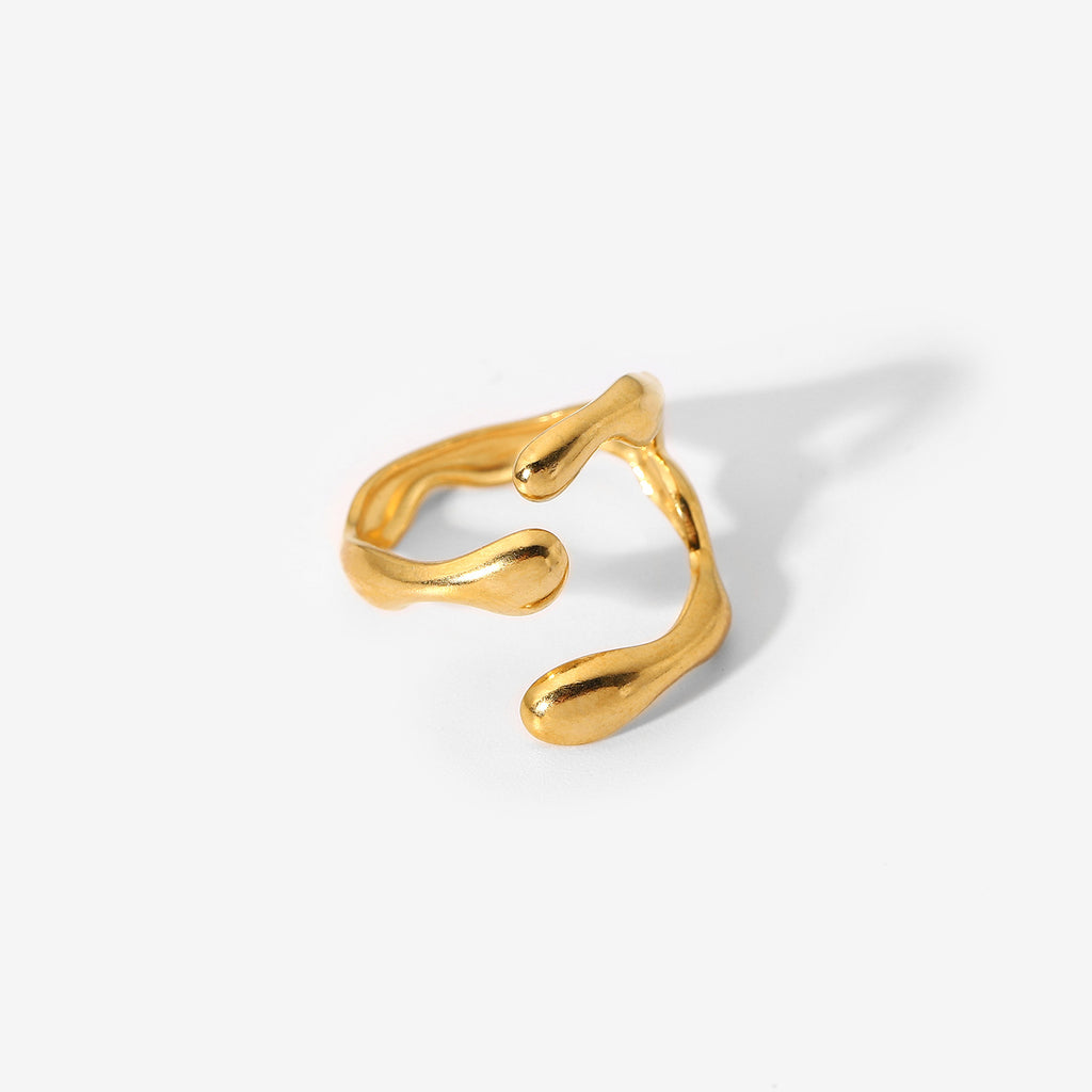 18K Stainless Steel Women's Geometric Cross Ring