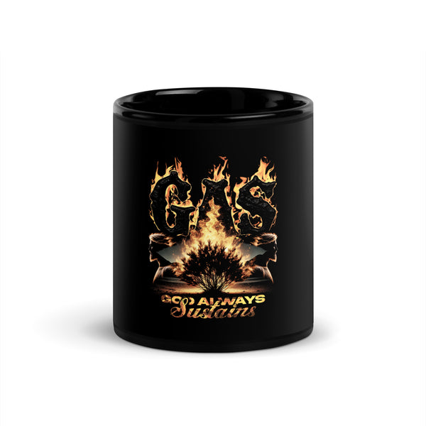 GAS Black Glossy Mug - God Always Sustains