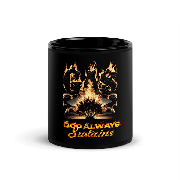 GAS Christian Mug - God Always Sustains | Black Glossy Coffee Mug