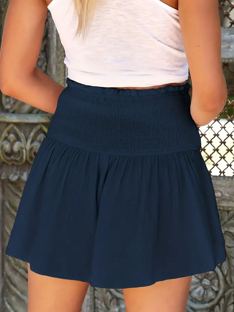 Boho High Waist Ruched Skorts - Women's Summer Shorts