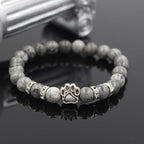 Volcanic Stone Alloy Dog Paw Heart Bead Bracelet