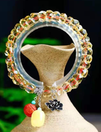 Faceted Crystal Strand with Lucky Cat Pendant