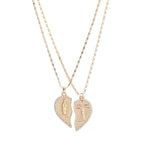 Gold Plated Two-Half Jesus Heart Pendant Necklace