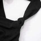 Pleated Cross Backless Crop Top