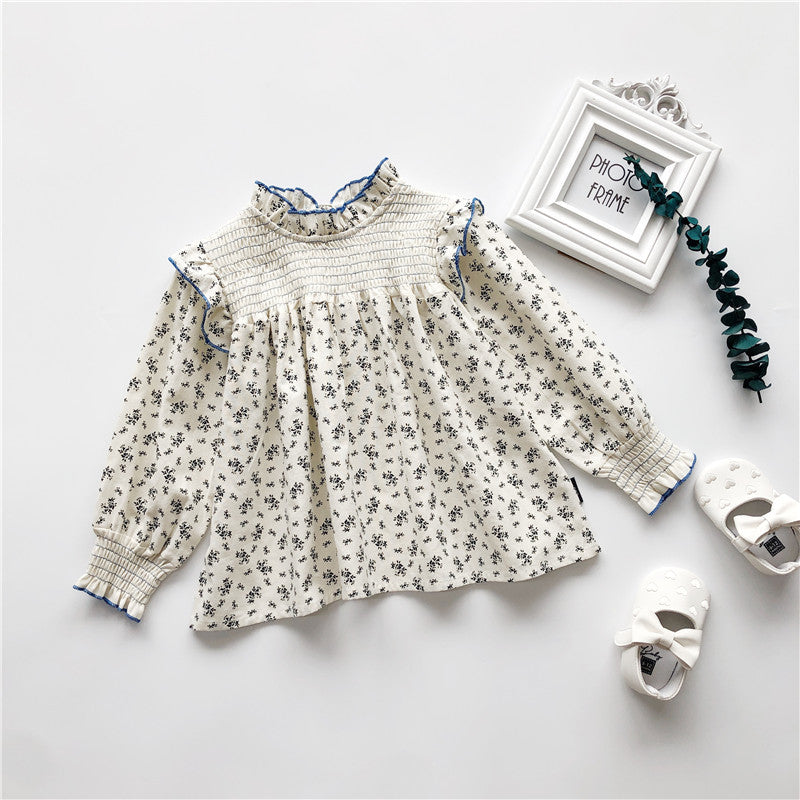 Lace Collar Floral Long-sleeved Baby Doll Shirt