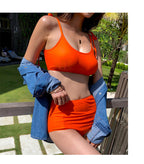 Black Korean Tie-Shoulder High-Waist Bikini Set