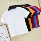 Summer Crop Top Women - Fitted High Waist Sports Tee