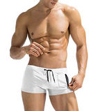 Men's Square-Leg Swim Trunks with Zip Pocket