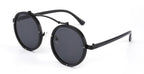 Round Double-Bridge Steampunk Mirrored Sunglasses